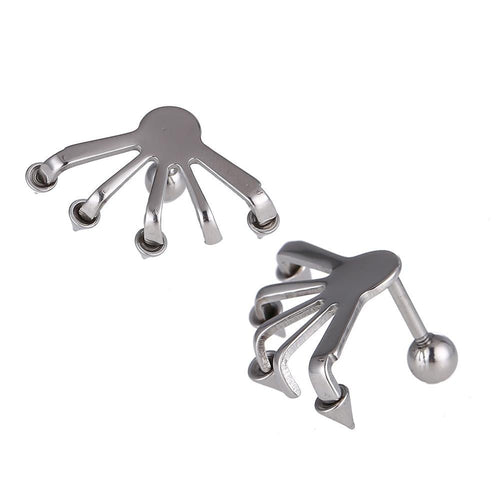 Fake Plug Piercing Edelstahl fünf Krallen mit Cones Schraubverschluss - chic - net.de