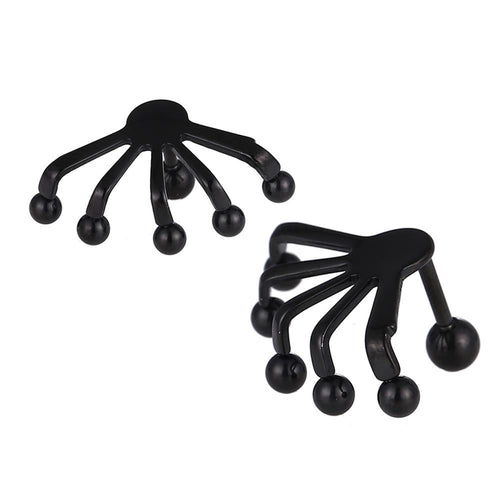 Fake Plug Piercing Edelstahl fünf Krallen mit Kugeln schwarz Schraubverschluss - chic - net.de