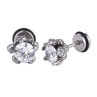 Load image into Gallery viewer, Fake Plug Piercing Edelstahl silberarben Kralle hält großen Zirkonia Stein weiß - chic - net.de
