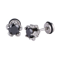 Load image into Gallery viewer, Fake Plug Piercing Edelstahl silberfarben Kralle hält großen Zirkonia Stein schwarz - chic - net.de
