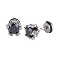 Load image into Gallery viewer, Fake Plug Piercing Edelstahl silberfarben Kralle hält großen Zirkonia Stein schwarz - chic - net.de
