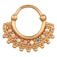 Load image into Gallery viewer, Fake Septum Piercing gelbgolden Klippverschluss Band mit Zirkonia Steinen Kugeln Edelstahl - chic - net.de
