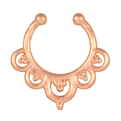 Fake Septum Piercing rosegolden fünf Kreise mit drei mini Kugeln Edelstahl - chic - net.de
