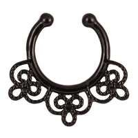 Load image into Gallery viewer, Fake Septum Piercing schwarz Schleifen Geflecht Edelstahl - chic - net.de
