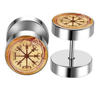 Cargar imagen en el visor de la galería, Fake Piercing Plug Vegvisir silber Edelstahl 10mm

