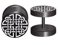 Load image into Gallery viewer, Fake Plug Piercing Edelstahl 10mm Blume des Lebens Viking
