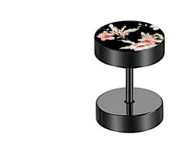 Load image into Gallery viewer, Fake Piercing Ohrring Edelstahl rosa Blüte schwarz silber
