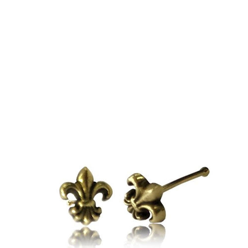 Gerader Nasenstecker 0,8 mm Nostril Tragus golden Lilie Messing 8 mm lang - chic - net.de