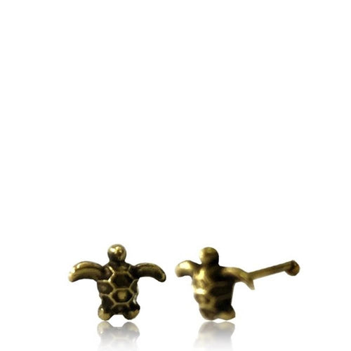 Gerader Nasenstecker 0,8 mm Nostril Tragus golden Schildkröte Messing 8 mm lang - chic - net.de