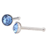 Load image into Gallery viewer, Gerader Nasenstecker silber Farben mini Stein hell blau Chirurgenstahl - chic - net.de
