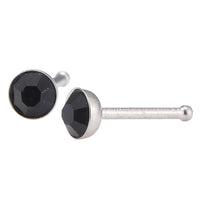 Load image into Gallery viewer, Gerader Nasenstecker silber Farben mini Stein schwarz Chirurgenstahl - chic - net.de
