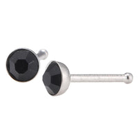 Load image into Gallery viewer, Gerader Nasenstecker silber Farben mini Stein schwarz Chirurgenstahl - chic - net.de
