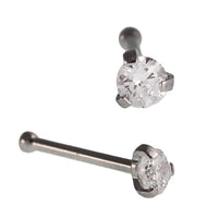 Load image into Gallery viewer, Gerader Nasenstecker silberfarben Edelstahl mini runder weißer Zirkonia Stein 8mm lang - chic - net.de
