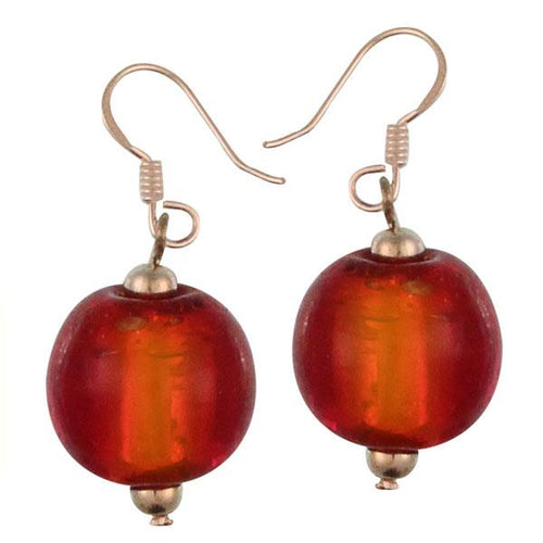 Glasohrringe Glitzer Kugel rot gelb Silverfoil 925er Silber ca. 20 mm glänzend Ohrringe Glas - chic - net.de