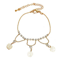 Load image into Gallery viewer, Glitzer Brass Armband Rosen Zirkonia weiß facettiert golden 16 - 22 cm verstellbar - chic - net.de
