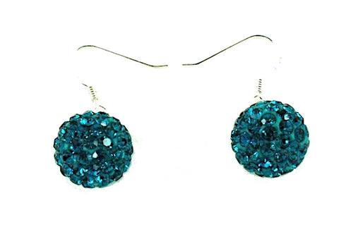 Glitzerkugel Kristall türkis 8 mm Ohrringe 925er Silber Glitzer Schmuck Kugel - chic - net.de