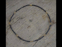 Load image into Gallery viewer, Halskette Lavastein 925 Sterling Silber vergoldet 43cm - chic - net.de
