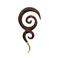 Load image into Gallery viewer, Holz Dehnschnecke Ohr Piercing Doppel Spirale Brass Ende - chic - net.de

