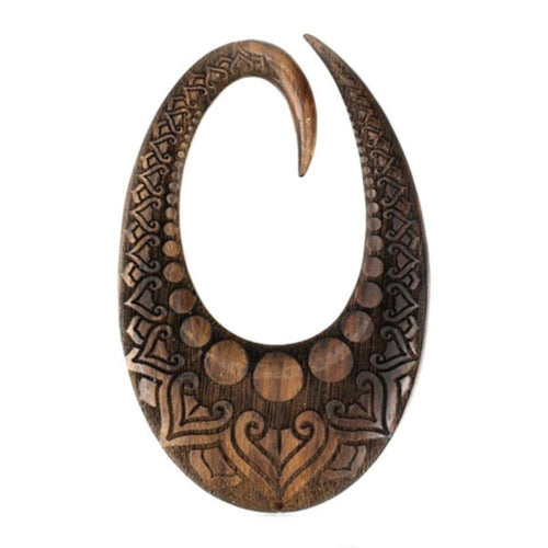 Holz Dehnschnecke Ohr Piercing dunkel oval Herzen 6mm - chic - net.de