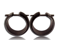 Load image into Gallery viewer, Holz Pin Creolen handgeschnitzt abgerundet dunkelbraun Horn - Pin Ohrringe 20 mm - chic - net.de
