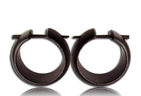 Load image into Gallery viewer, Holz Pin Creolen handgeschnitzt abgerundet dunkelbraun Horn - Pin Ohrringe 20 mm - chic - net.de
