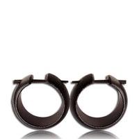 Load image into Gallery viewer, Holz Pin Creolen handgeschnitzt abgerundet dunkelbraun Horn - Pin Ohrringe 20 mm - chic - net.de
