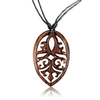 Load image into Gallery viewer, Holzkette Blatt Ornament Holz gemasert Sonoholz Baumwolle Unisex verstellbar - chic - net.de
