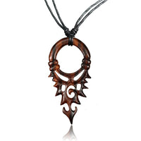 Load image into Gallery viewer, Holzkette Bogen Zackenmuster Holz gemasert Sonoholz Baumwolle Unisex verstellbar - chic - net.de
