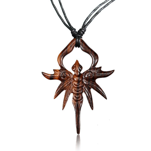 Holzkette Libelle Flügel Holz gemasert Sonoholz Baumwolle Unisex verstellbar - chic - net.de