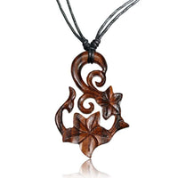 Load image into Gallery viewer, Holzkette Schwan Lilien Holz gemasert Sonoholz Baumwolle Unisex verstellbar - chic - net.de
