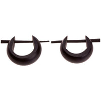 Cargar imagen en el visor de la galería, Horn Pin - Ohrringe 14 mm rund glatt schwarz Creolen Holz Pin handgeschnitzt - chic - net.de
