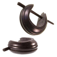 Cargar imagen en el visor de la galería, Horn Pin - Ohrringe 14 mm schwarz Rillen gebogen Creolen Holz Pin handgeschnitzt - chic - net.de
