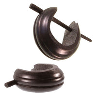 Cargar imagen en el visor de la galería, Horn Pin - Ohrringe 14 mm schwarz Rillen gebogen Creolen Holz Pin handgeschnitzt - chic - net.de
