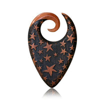 Load image into Gallery viewer, Holz Dehnschnecke Ohr Piercing Tropfen Star Burst 6mm
