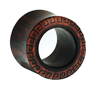 Cargar imagen en el visor de la galería, Tunnel Sonoholz griechisch Rand rot crushed Stein Inlay double flared
