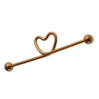 Load image into Gallery viewer, Industrial Piercing Edelstahl Titan beschichtet,golden mit Herz,Kugel Verschluss - chic - net.de
