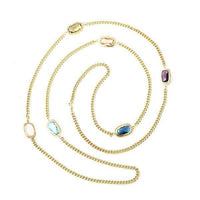 Cargar imagen en el visor de la galería, Kette 18 karat vergoldet Glaskristalle Rechteck Zopfrand nickelfrei Karabiner Panzerkette bunt - chic - net.de
