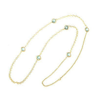 Cargar imagen en el visor de la galería, Kette 18 karat vergoldet Glaskristalle türkis eckig Zopfrand nickelfrei Karabiner lang - chic - net.de
