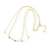 Cargar imagen en el visor de la galería, Kette 18 karat vergoldet zweilagig Bogen Perlen Stein blau weiß nickelfrei Karabiner verstellbar - chic - net.de
