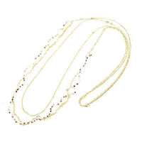 Cargar imagen en el visor de la galería, Kette 18 karat vergoldet zweilagig Gewebe Perlen lila wellig lang nickelfrei Karabiner - chic - net.de
