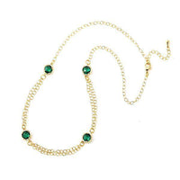 Cargar imagen en el visor de la galería, Kette 18 karat vergoldet zweilagig Glaskristall grün rund facettiert nickelfrei Karabiner - chic - net.de
