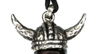 Load image into Gallery viewer, Kette Brass Baumwolle Holz Skull dunkel Anhänger Viking Wikinger Helm verstellbar - chic - net.de
