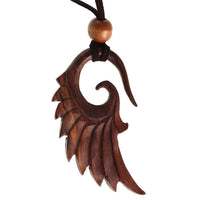 Cargar imagen en el visor de la galería, Kette Holz Flügel Spirale Anhänger dunkelbraun Lederband verstellbar Holzperle - chic - net.de
