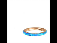 Load image into Gallery viewer, Klapp Segment Ring Piercing Edelstahl blau Opal unten - chic - net.de
