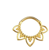 Cargar imagen en el visor de la galería, Klapp Segmentring Piercing Blume Edelstahl Gold PVD - chic - net.de
