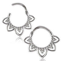 Cargar imagen en el visor de la galería, Klapp Segmentring Piercing Blume Edelstahl Gold PVD - chic - net.de
