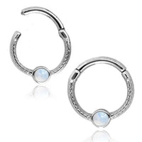 Cargar imagen en el visor de la galería, Klapp Segmentring Piercing Edelstahl Stein Punkte - chic - net.de
