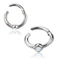 Cargar imagen en el visor de la galería, Klapp Segmentring Piercing Edelstahl unten Steine Punkte - chic - net.de
