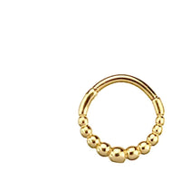 Cargar imagen en el visor de la galería, Klapp Segmentring Piercing Kugeln Edelstahl Gold PVD - chic - net.de
