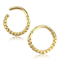 Cargar imagen en el visor de la galería, Klapp Segmentring Piercing Punkte Edelstahl Gold PVD - chic - net.de
